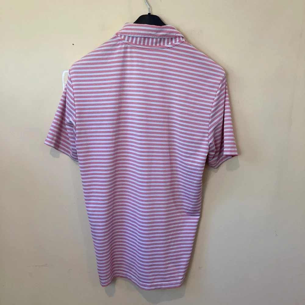 Adidas Golf Mens Small Red‎ White Striped Performance Polo Shirt CD3368